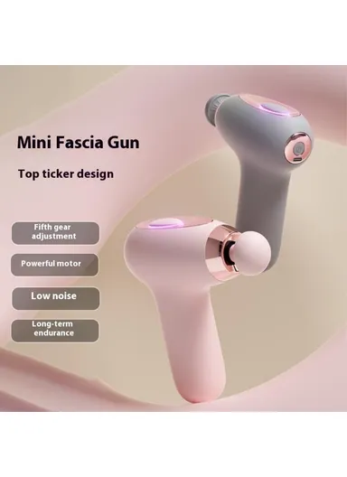 Mini Massage Gun 5 Speeds Low Noise Portable High Frequency Vibration Muscle Relaxer H25 - Pink