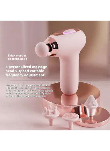 Mini Massage Gun 5 Speeds Low Noise Portable High Frequency Vibration Muscle Relaxer H25 - Pink
