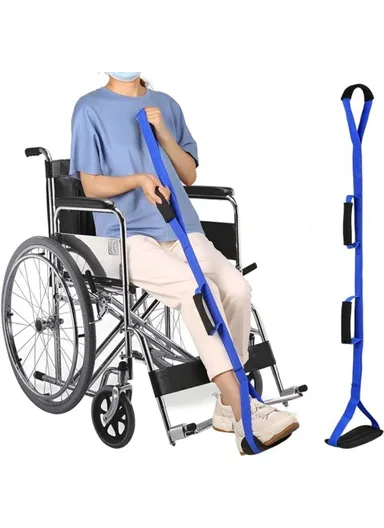 Leg Lifter Strap with Padded Handle for Hemiplegia Hip Knee Recovery Training Mobility Aid - Black