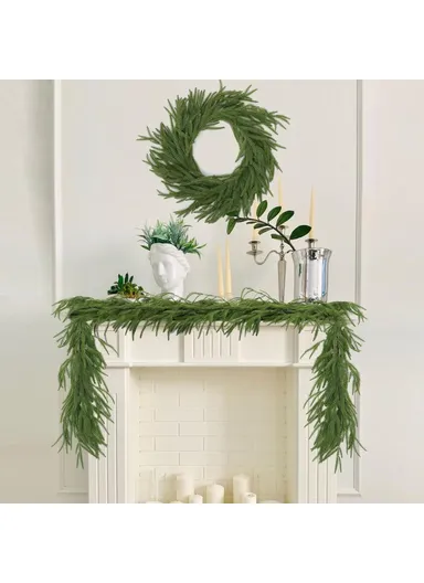 1.2m Artificial Pine Garland Cedar Vine Garland for Stairs, Fireplace, and Window Decoration Realistic Faux Pine Branches