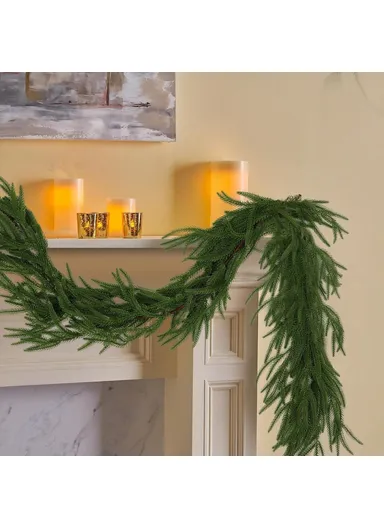1.2m Artificial Pine Garland Cedar Vine Garland for Stairs, Fireplace, and Window Decoration Realistic Faux Pine Branches