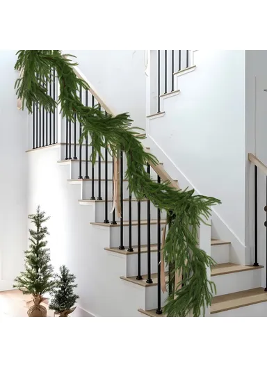 1.2m Artificial Pine Garland Cedar Vine Garland for Stairs, Fireplace, and Window Decoration Realistic Faux Pine Branches