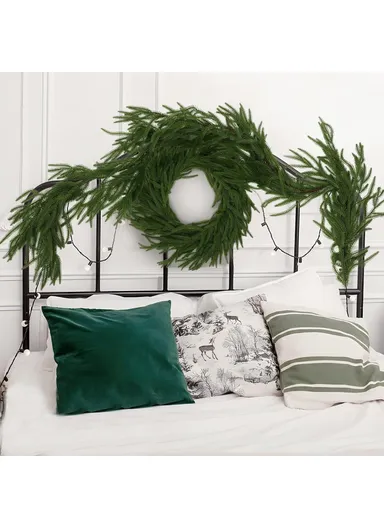 1.2m Artificial Pine Garland Cedar Vine Garland for Stairs, Fireplace, and Window Decoration Realistic Faux Pine Branches