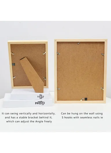 8-Inch Picture Frame Home Decoration Wood Photo Frame for Desk, Wall - White