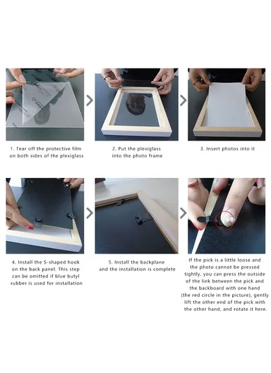 7 Inch Wall Hanging Photo Frame Wooden Picture Frame Desktop Decoration - Black