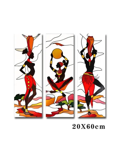Waterproof Tear-resistant Canvas Living Room Painting African Woman Wallpaper - 20x60cmx3 Pcs