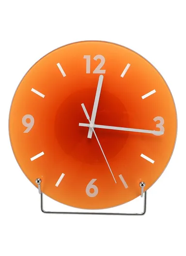 12 inch Sunset Wall Clock with Bracket Battery Operated Gradient Glass Silent Clocks for Home (No Battery) - Orange / Number