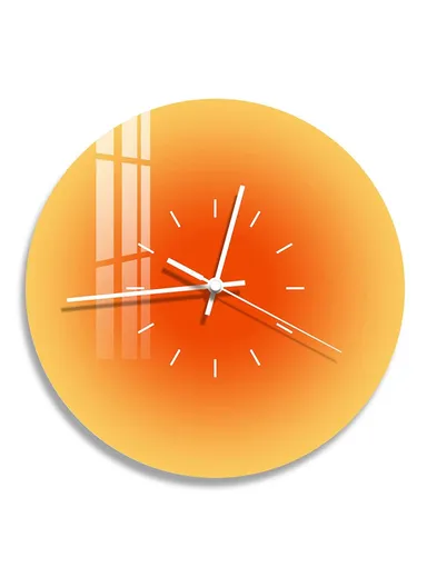12-inch Sunset Wall Clock with Dial Scale Silent Gradient Glass Clocks for Home (No Battery) - Orange