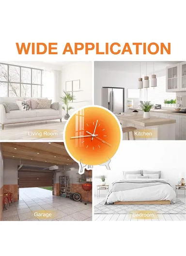 12-inch Sunset Wall Clock with Dial Scale Silent Gradient Glass Clocks for Home (No Battery) - Orange