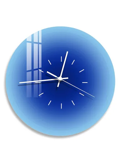 12-inch Sunset Wall Clock with Dial Scale Silent Gradient Glass Clocks for Home (No Battery) - Blue