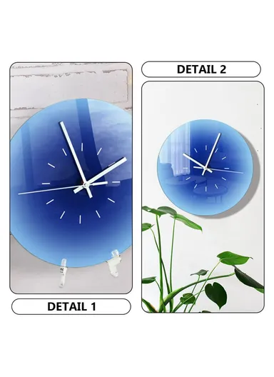 12-inch Sunset Wall Clock with Dial Scale Silent Gradient Glass Clocks for Home (No Battery) - Blue