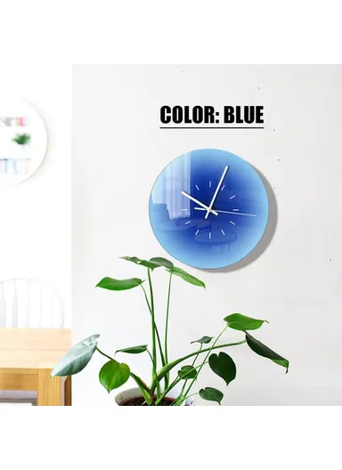 12-inch Sunset Wall Clock with Dial Scale Silent Gradient Glass Clocks for Home (No Battery) - Blue