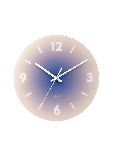 12-inch Sunset Wall Clock Battery Operated Gradient Glass Silent Clocks for Home (No Battery) - Pink  /  Number