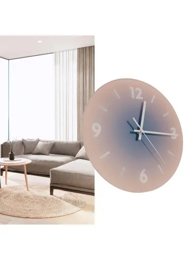 12-inch Sunset Wall Clock Battery Operated Gradient Glass Silent Clocks for Home (No Battery) - Pink  /  Number