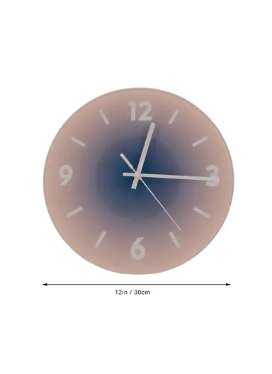 12-inch Sunset Wall Clock Battery Operated Gradient Glass Silent Clocks for Home (No Battery) - Pink  /  Number