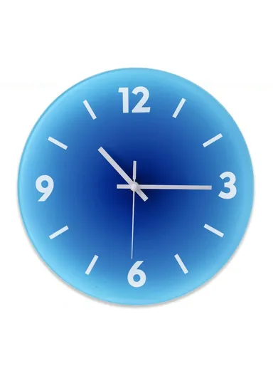 12-inch Sunset Wall Clock Battery Operated Gradient Glass Silent Clocks for Home (No Battery) - Blue  /  Number