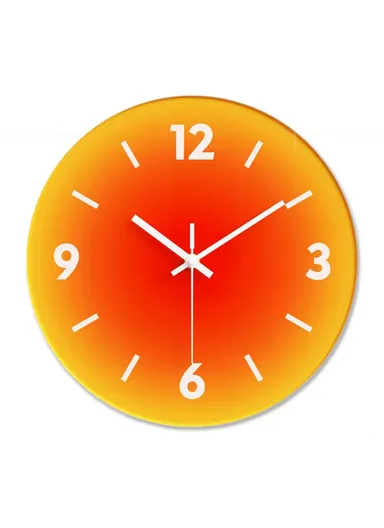 12-inch Sunset Wall Clock Battery Operated Gradient Glass Silent Clocks for Home (No Battery) - Orange  /  Number