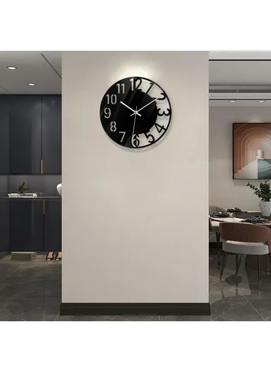 Wall Clock Acrylic Transparent Hollow Mute Non-Tick Decorative Clock (No Battery) for Living Room Bedroom