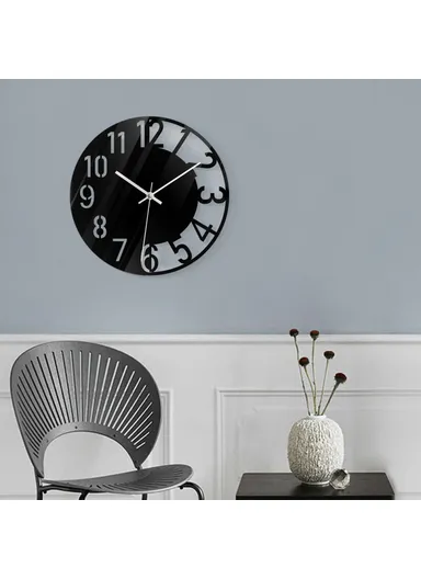 Wall Clock Acrylic Transparent Hollow Mute Non-Tick Decorative Clock (No Battery) for Living Room Bedroom