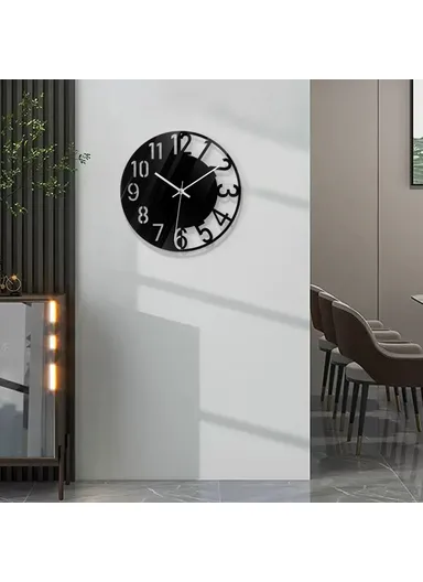 Wall Clock Acrylic Transparent Hollow Mute Non-Tick Decorative Clock (No Battery) for Living Room Bedroom