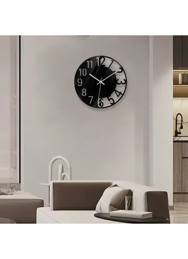 Wall Clock Acrylic Transparent Hollow Mute Non-Tick Decorative Clock (No Battery) for Living Room Bedroom