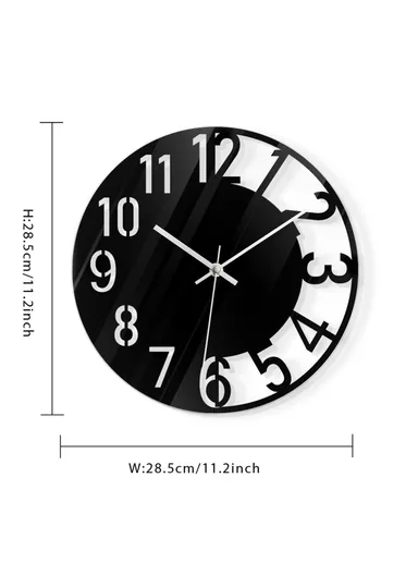 Wall Clock Acrylic Transparent Hollow Mute Non-Tick Decorative Clock (No Battery) for Living Room Bedroom