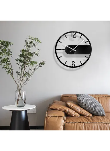 Round Clear Acrylic Wall Clock Silent Non-Ticking Clock (No Battery) for Kitchen  /  Home  /  Living Room