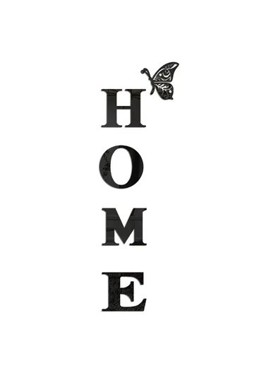 HOME Family Slogan 80 x 27cm 3D Acrylic Mirror Wall Sticker Living Room Entrance Home Decoration - Black