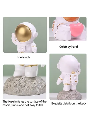Resin Astronaut Stylish Ornament Space Explorer Model Desk Ornament Home Office Car Decoration - Gold