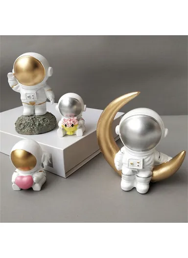 Resin Astronaut Stylish Ornament Space Explorer Model Desk Ornament Home Office Car Decoration - Gold