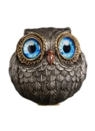 Resin Owl Figurine Decorative Ornament for Home / Garden / Tabletop Lucky Charm Wisdom Symbol Gift - Blue