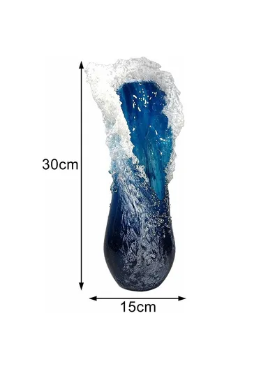 30cm Ocean Wave Resin Vase Living Room Bedroom Dining Table Modern Blue Decorative Vase