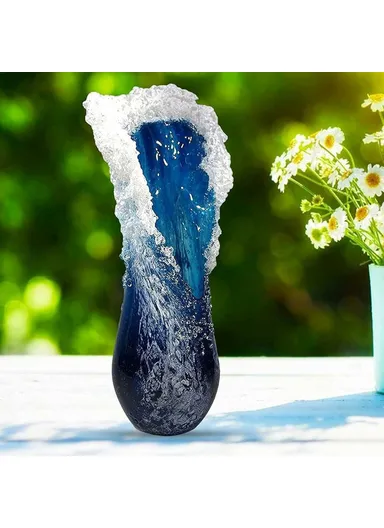 30cm Ocean Wave Resin Vase Living Room Bedroom Dining Table Modern Blue Decorative Vase