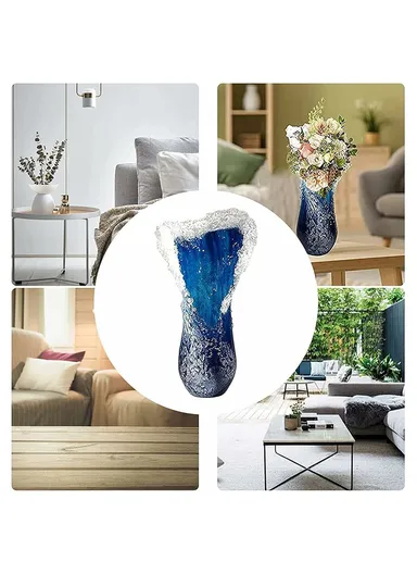 30cm Ocean Wave Resin Vase Living Room Bedroom Dining Table Modern Blue Decorative Vase