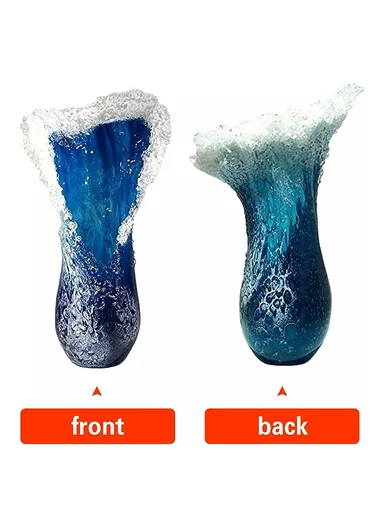 30cm Ocean Wave Resin Vase Living Room Bedroom Dining Table Modern Blue Decorative Vase