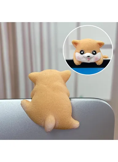 Creative Desktop Screen Monitor Decoration Cute Animal Figurine Ornament for Computer TV Display - Shiba Inu