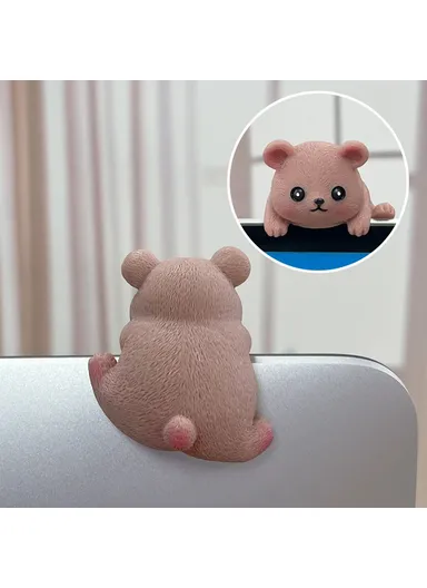 Creative Desktop Screen Monitor Decoration Cute Animal Figurine Ornament for Computer TV Display - Bear