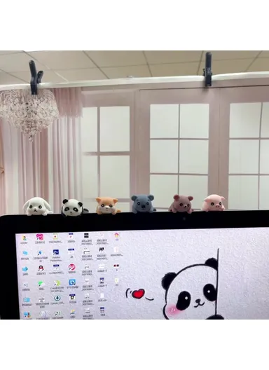 Creative Desktop Screen Monitor Decoration Cute Animal Figurine Ornament for Computer TV Display - Bear