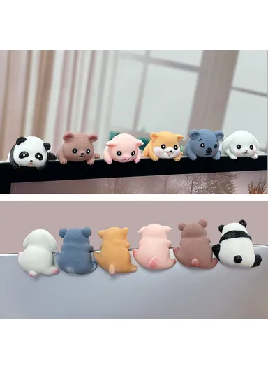 Creative Desktop Screen Monitor Decoration Cute Animal Figurine Ornament for Computer TV Display - Bear