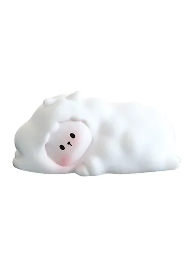 BB2453 Mini Lying Animal Figurines Desk Ornaments Adhesive Resin Craft Figures for Home / Office Decor - Sheep