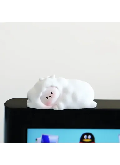 BB2453 Mini Lying Animal Figurines Desk Ornaments Adhesive Resin Craft Figures for Home / Office Decor - Sheep