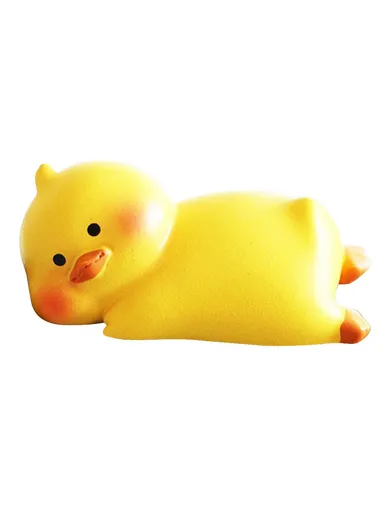 Mini Lying Animal Figurines Desk Ornaments Adhesive Resin Craft Figures for Home / Office Decor BB2453 - Duck