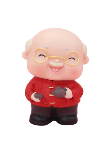 Cute Elderly Couple Figures for Birthday Cake Decoration Figurine Baking Accessories 2396 - Red / Old Man