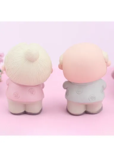 Cute Elderly Couple Figures for Birthday Cake Decoration Figurine Baking Accessories 2396 - Red / Old Man