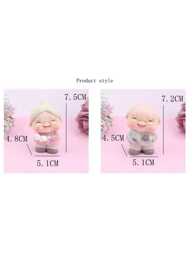 Cute Elderly Couple Figures for Birthday Cake Decoration Figurine Baking Accessories 2396 - Red / Old Man