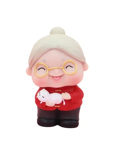 Cute Elderly Couple Figures for Birthday Cake Decoration Figurine Baking Accessories 2396 - Red / Old Lady