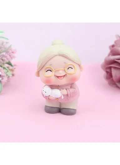 Cute Elderly Couple Figures for Birthday Cake Decoration Figurine Baking Accessories 2396 - Old Lady