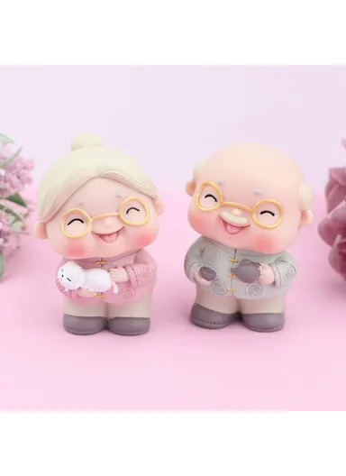 Cute Elderly Couple Figures for Birthday Cake Decoration Figurine Baking Accessories 2396 - Old Lady