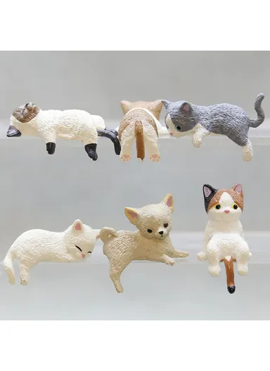 Cute Cat Figurine Desk Ornament Figure Cup Lid Decor Computer Decoration for Home  /  Office  /  Car - Cat 5