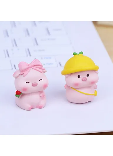 Mini Pig Figures Desktop Decor Office Table Ornaments Resin Cute Animal Figurines for Home / Office - 002 - B
